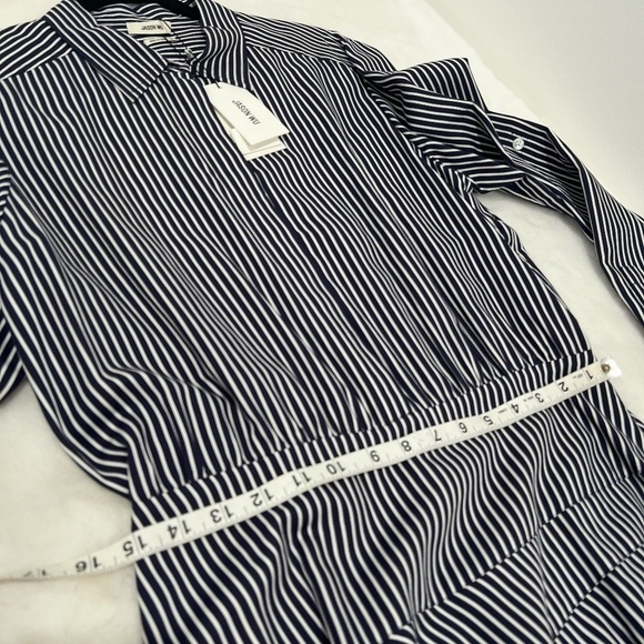 NWT Jason Wu Size 10 Striped Poplin Mini Shirt Dress Navy MSRP $595 - Picture 4 of 13
